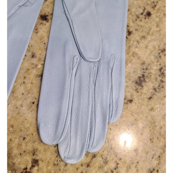 New! Vintage Size XS Blue Leather Formal 8.5" Gloves Atomic Burst Embroidered - Picture 7 of 12